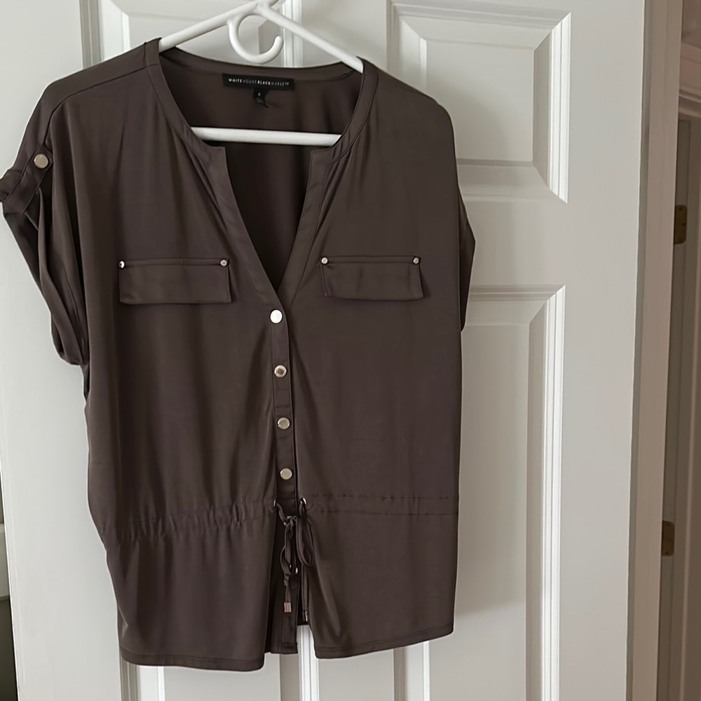 White House Black Market brown/ green kaki color Button-Down Shirt
